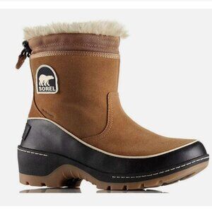NWD Sorel Tivoli III Women Waterproof Suede Leather Snow Boots Curry/Blk SZ US 9